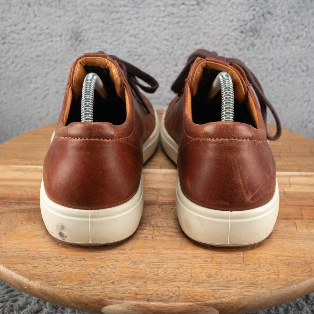 Ecco Soft 7 Shoes Mens Size 10 / EU 44 Brown Leather Lace Up Casual Sneakers